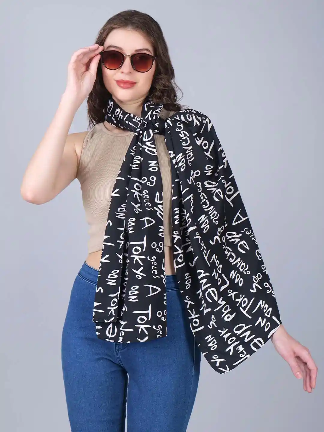 Buy Anouk Women Black Printed Scarf - Scarves for Women 30035728