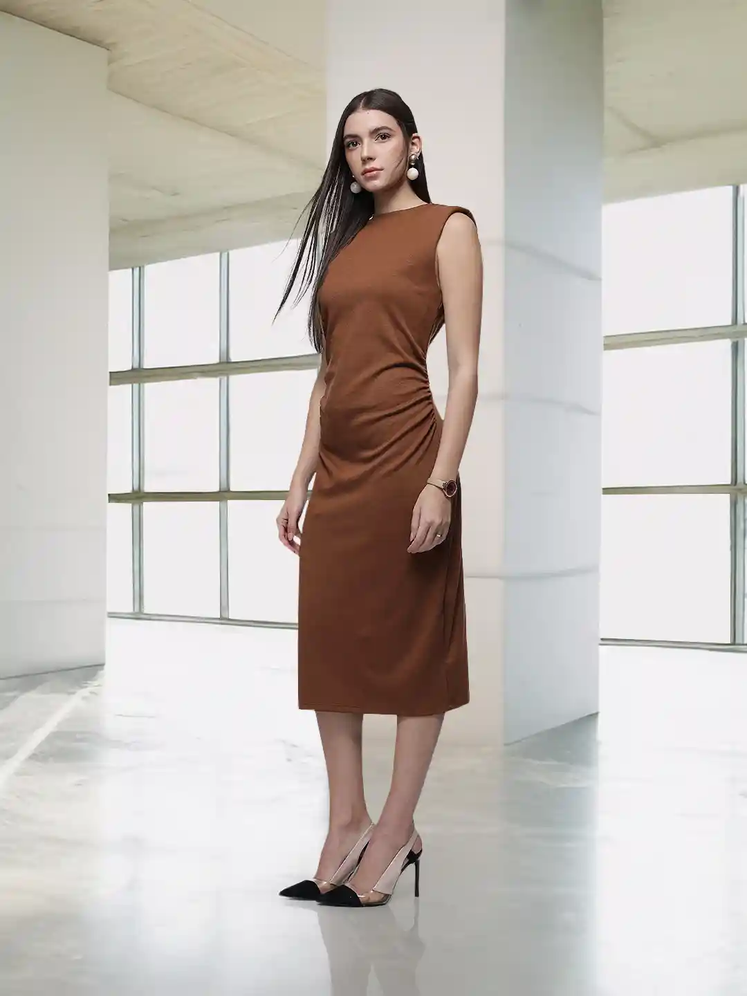 Buy French Connection Gathered Detailing Sheath Midi Dress