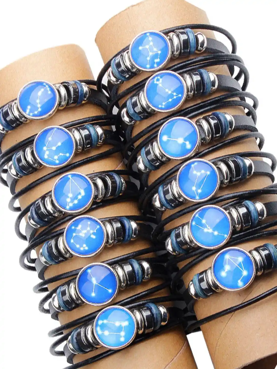 TERAFIGHT GROWLIST ブレスレット ブルー Buy Young & Forever Men Zodiac Sign Taurus Leather Multistrand