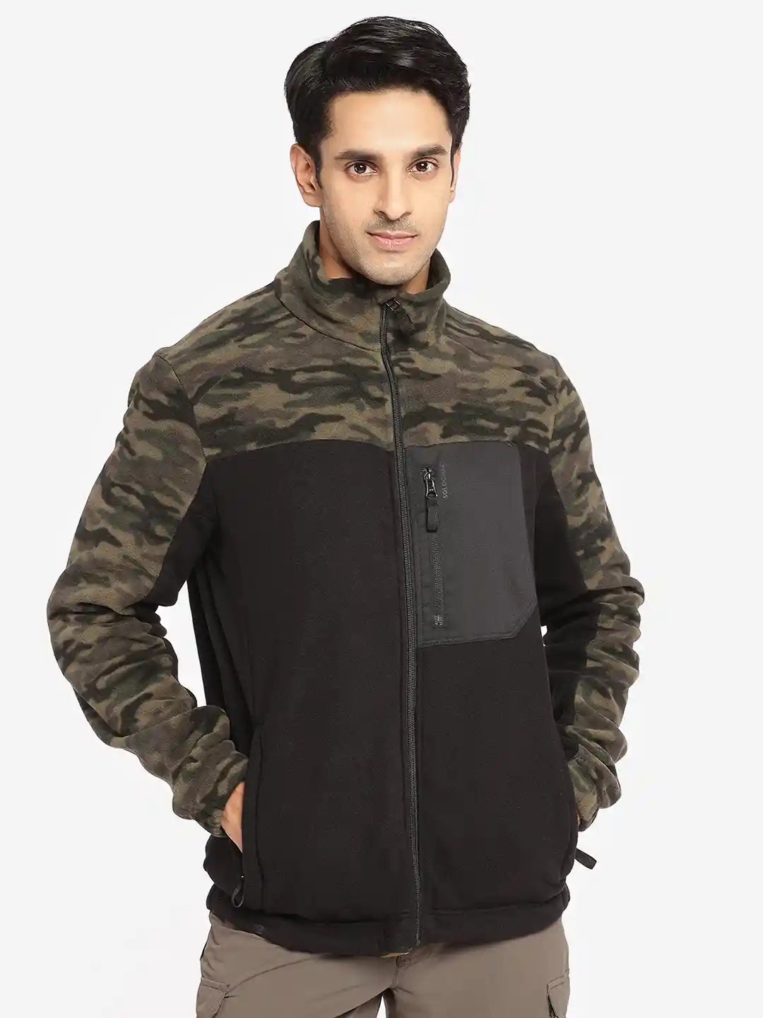 Buy Decathlon Solognac Men Camo Black Raised Collar Hiking