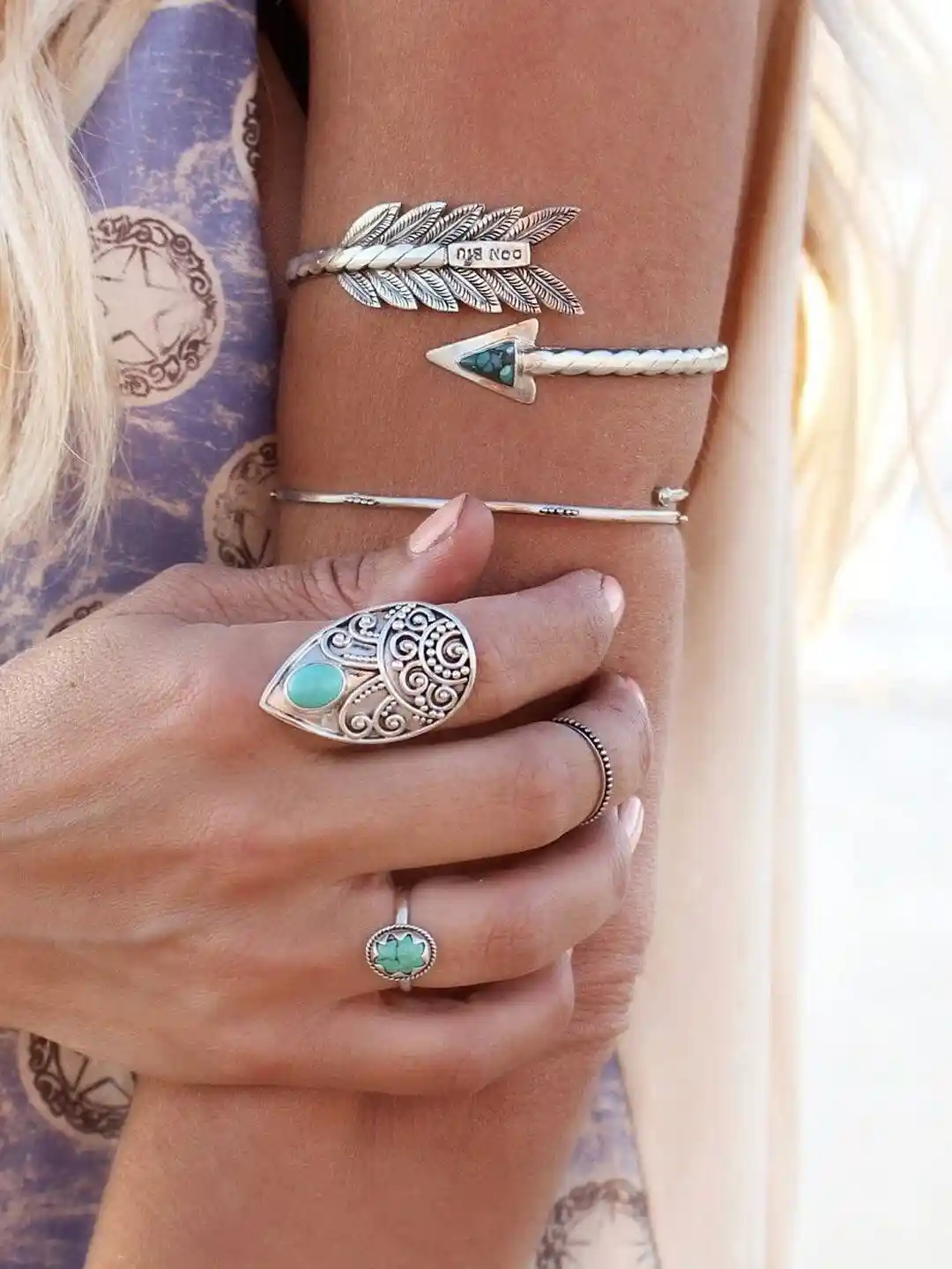 Buy Young Forever Bohemian Upper Arm Arrow Cuff Oxidised Armlet