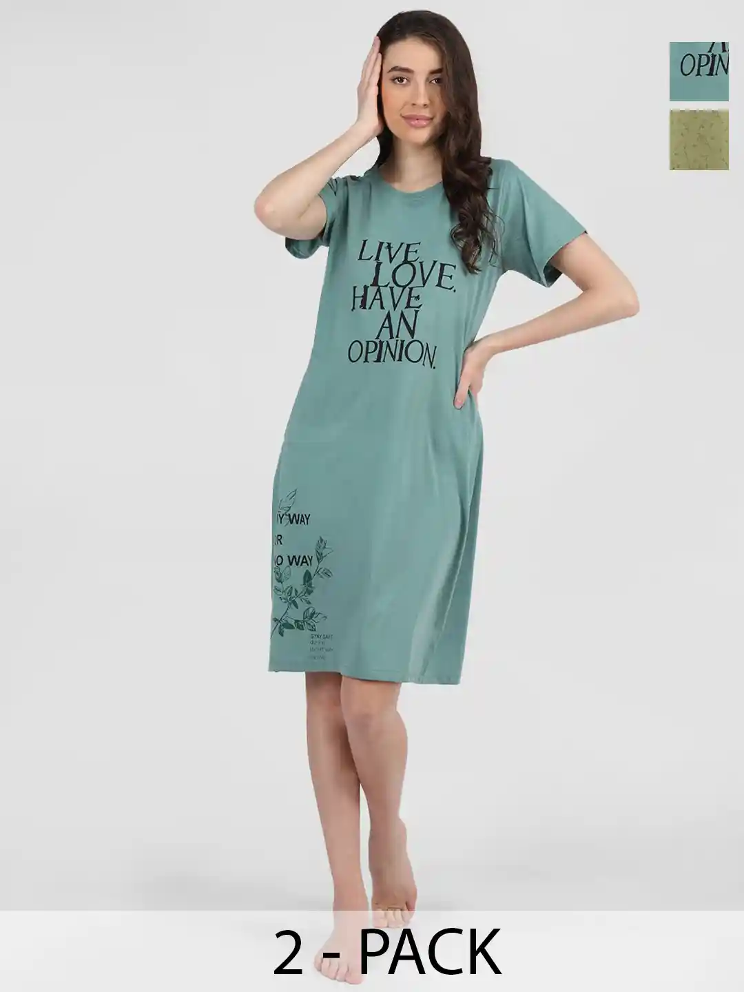 Knee Length Cotton Long Nightdress Duchess Pack Of Printed Knee