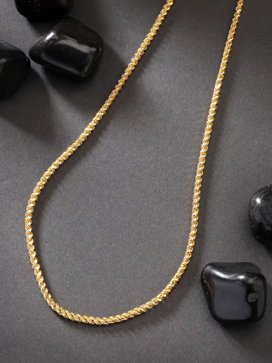 NVR Men Gold-Plated Stainless Steel Chain