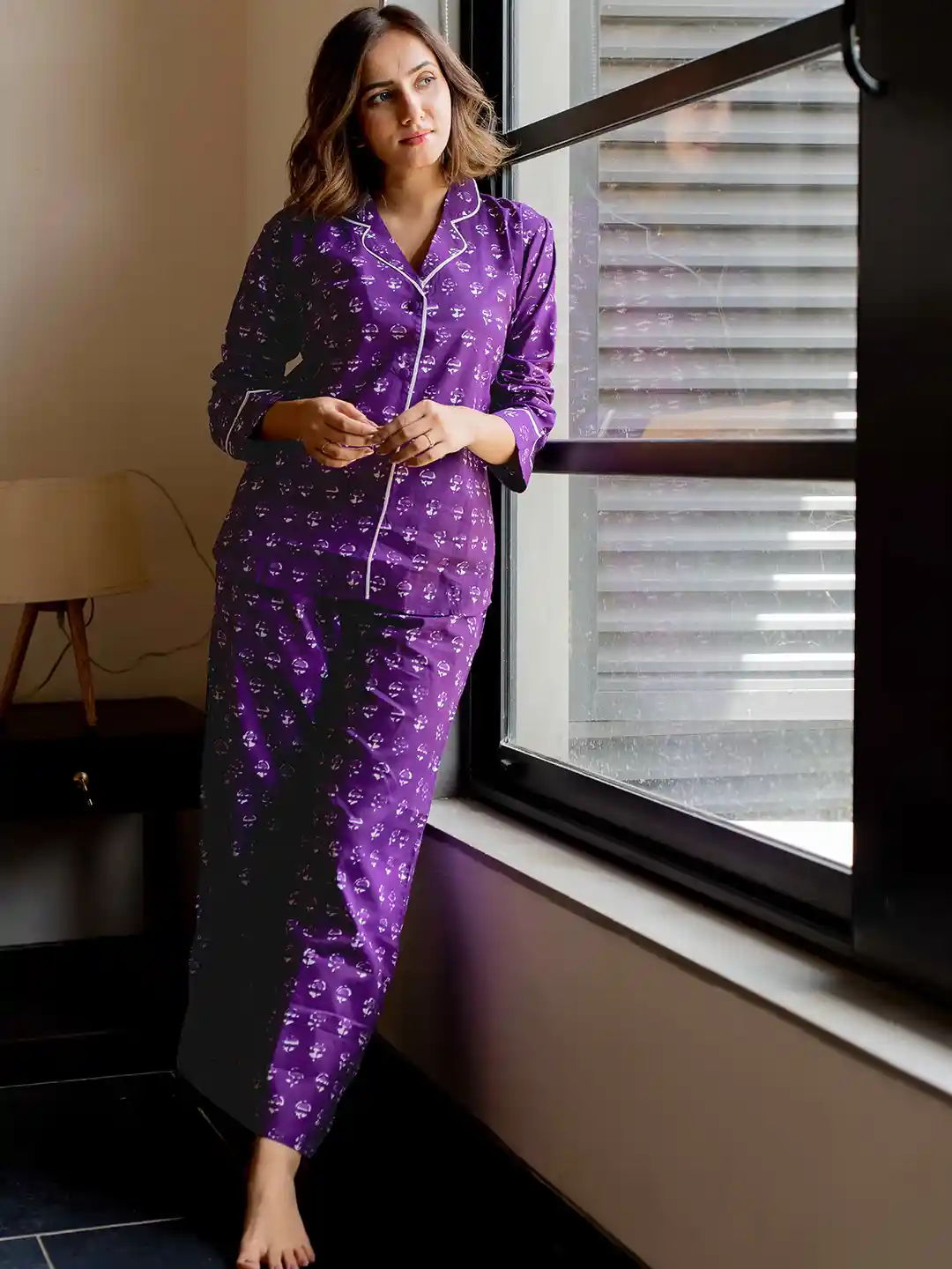 Buy MIRCHI FASHION Floral Printed Lapel Collar Pure Cotton Night