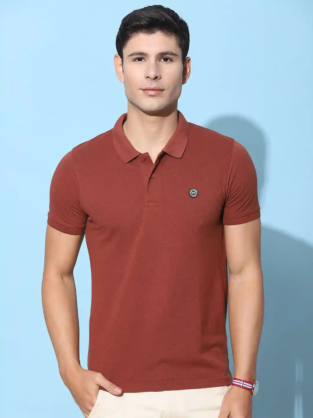 Buy Cloak Decker by Monte Carlo Men Polo Collar Solid T-shirt