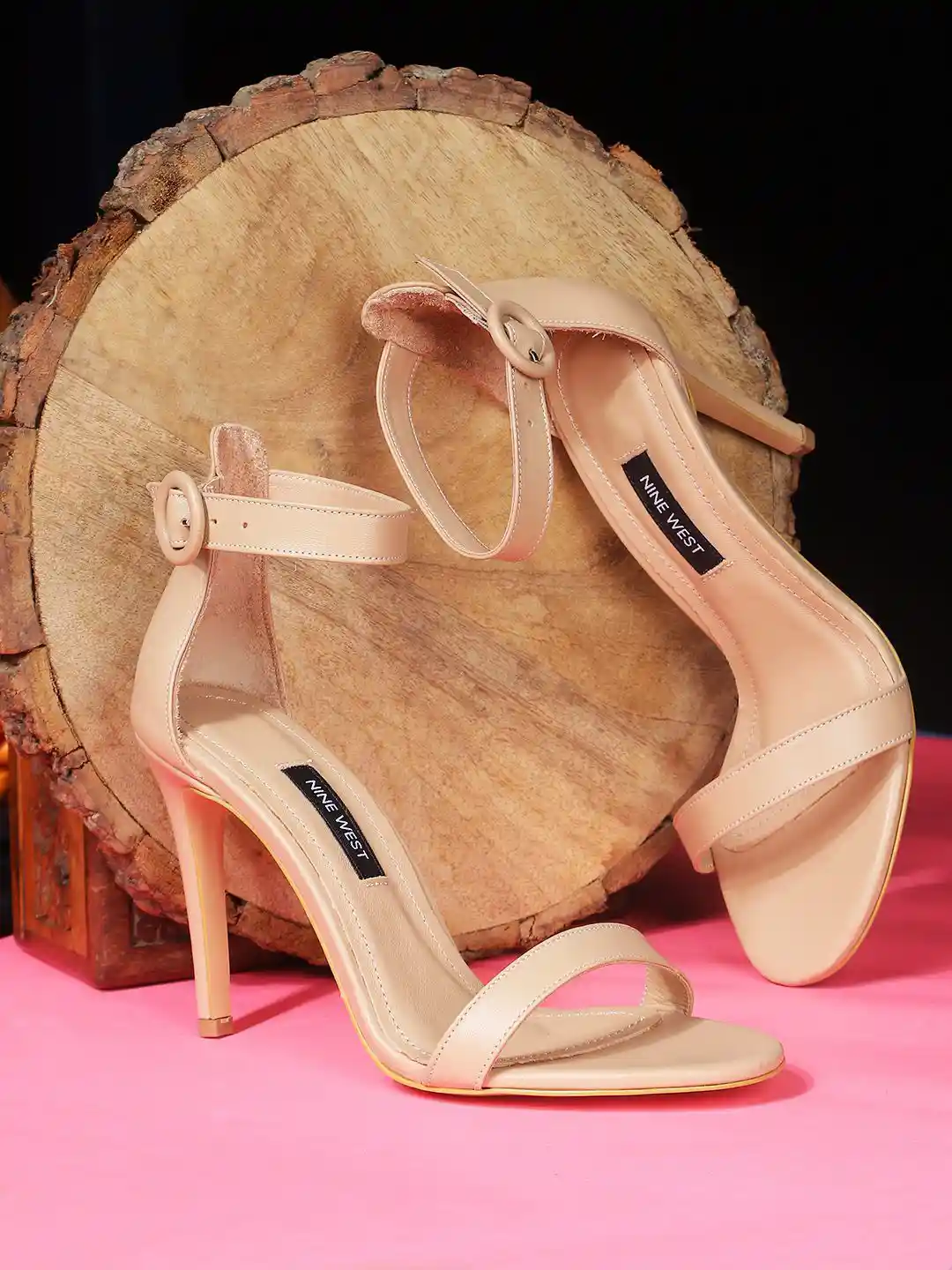 Nine West Open Toe Leather Slim Heels