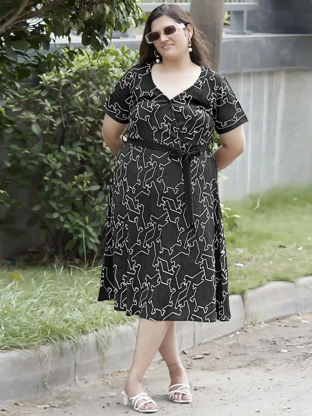 Buy Curvy Lane Plus Size Embroidery Casual Dress Dresses for