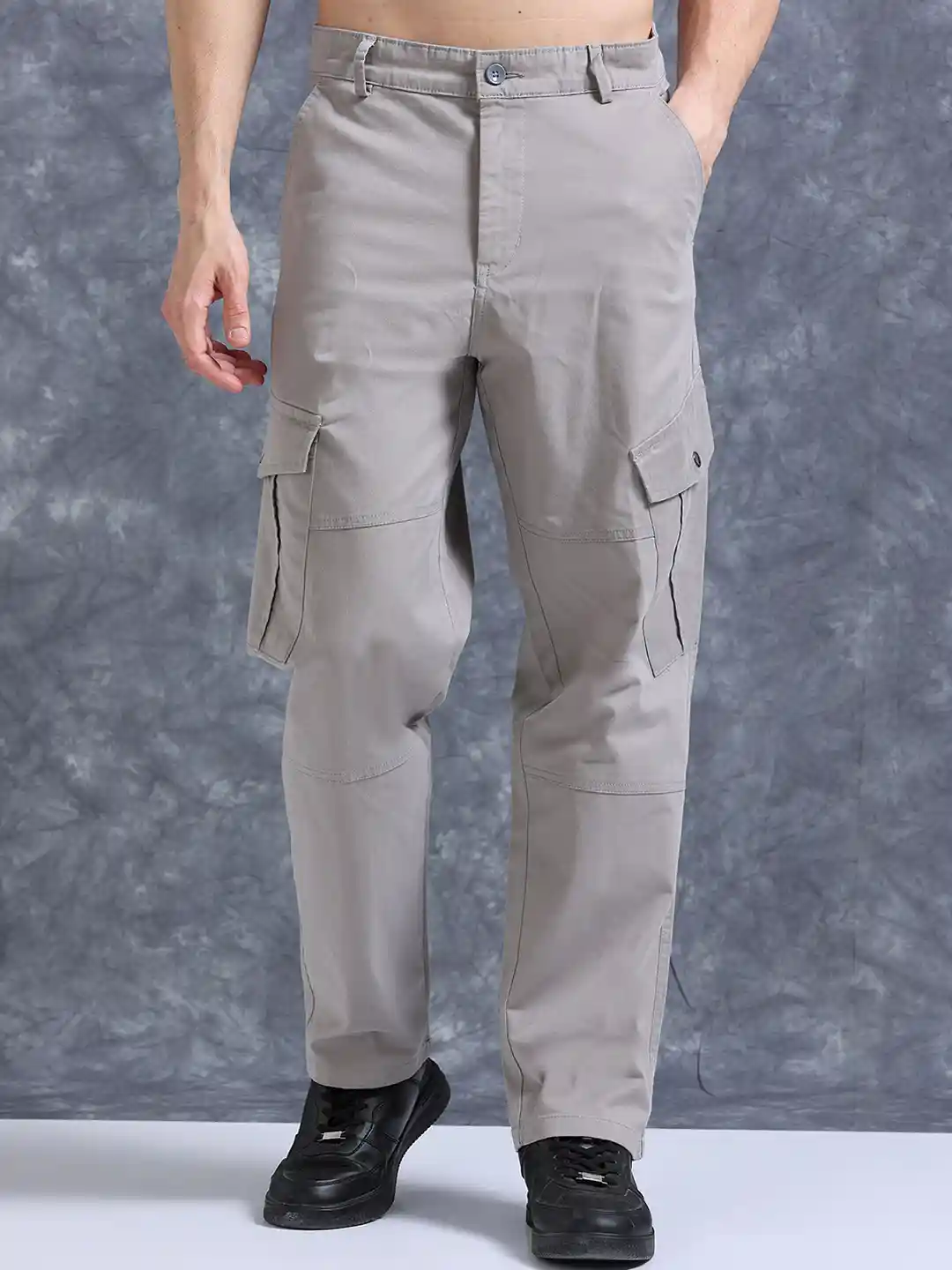 Buy The Roadster Lifestyle Co Cotton Relaxed-Fit Cargos Trousers