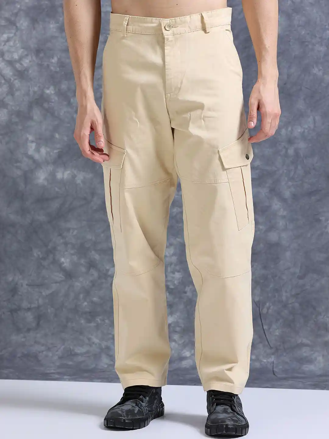 Buy The Roadster Lifestyle Co Cotton Relaxed-Fit Cargos Trousers