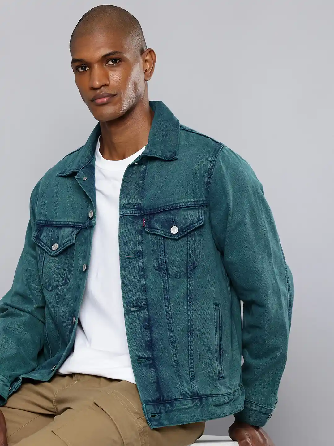 Buy Levis Pure Cotton Washed Spread Collar Trucker Denim Jacket