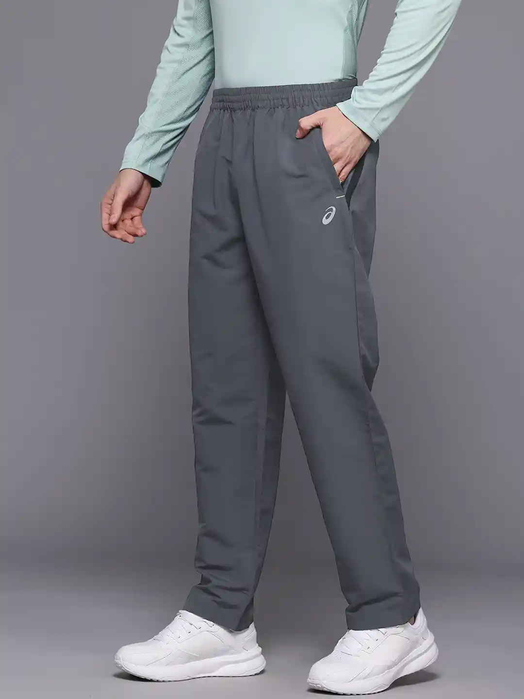 ASICS Men Solid Slim Fit Running Track Pants with Reflective Details