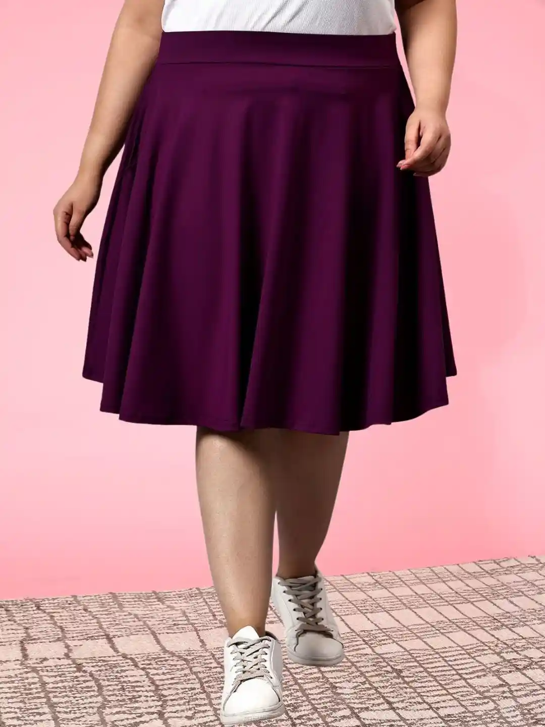 Buy BAESD Plus Size Flared Knee Length Skirts with Pockets