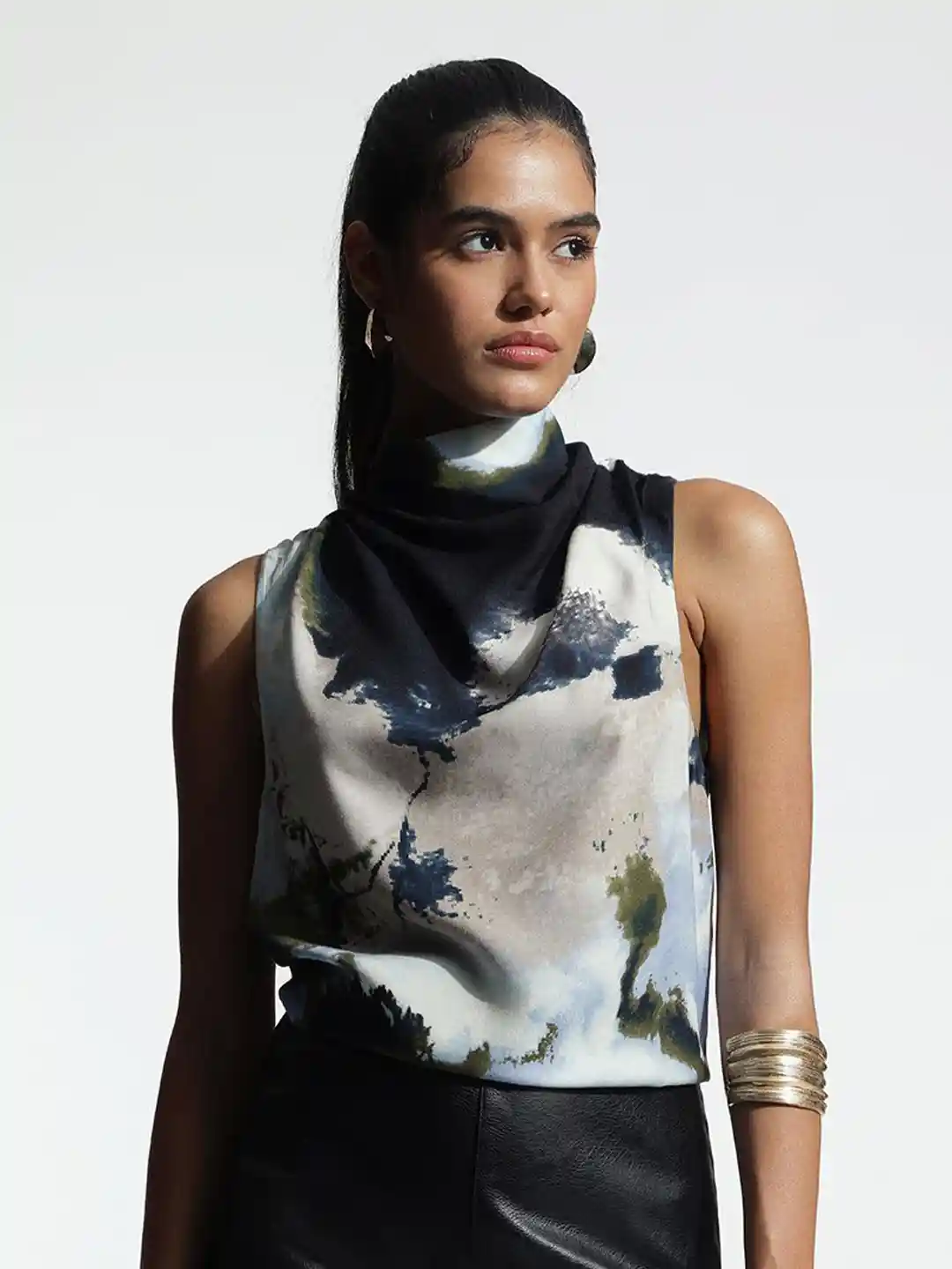 Buy H&M Women Abstract Printed Cowl Neck Tank Top Tops for Women