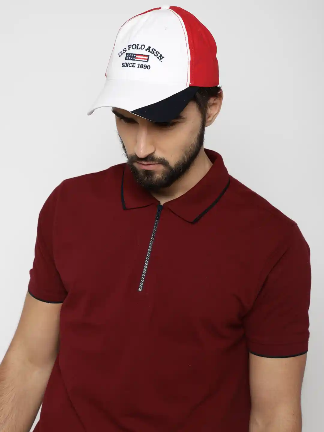 Buy Polo Men White Red Colourblocked Baseball Cap
