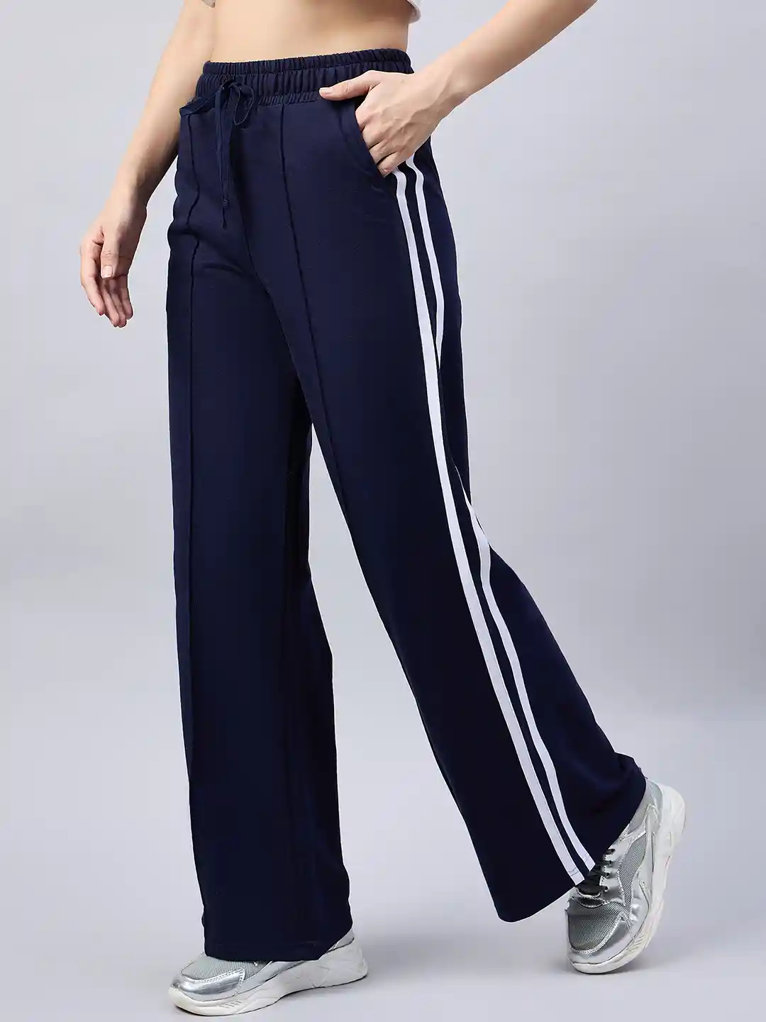 Buy FEMEA Side Stripe Wide Leg Track Pants Track Pants for Women