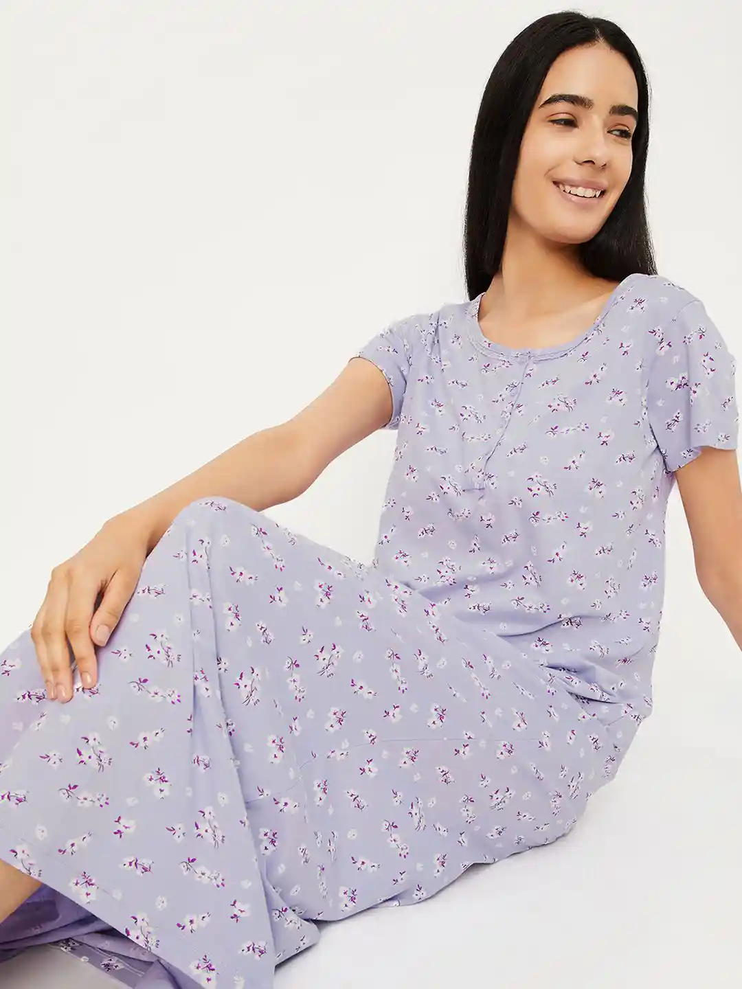Buy max Women Floral Printed Nightgown Nightdress for Women