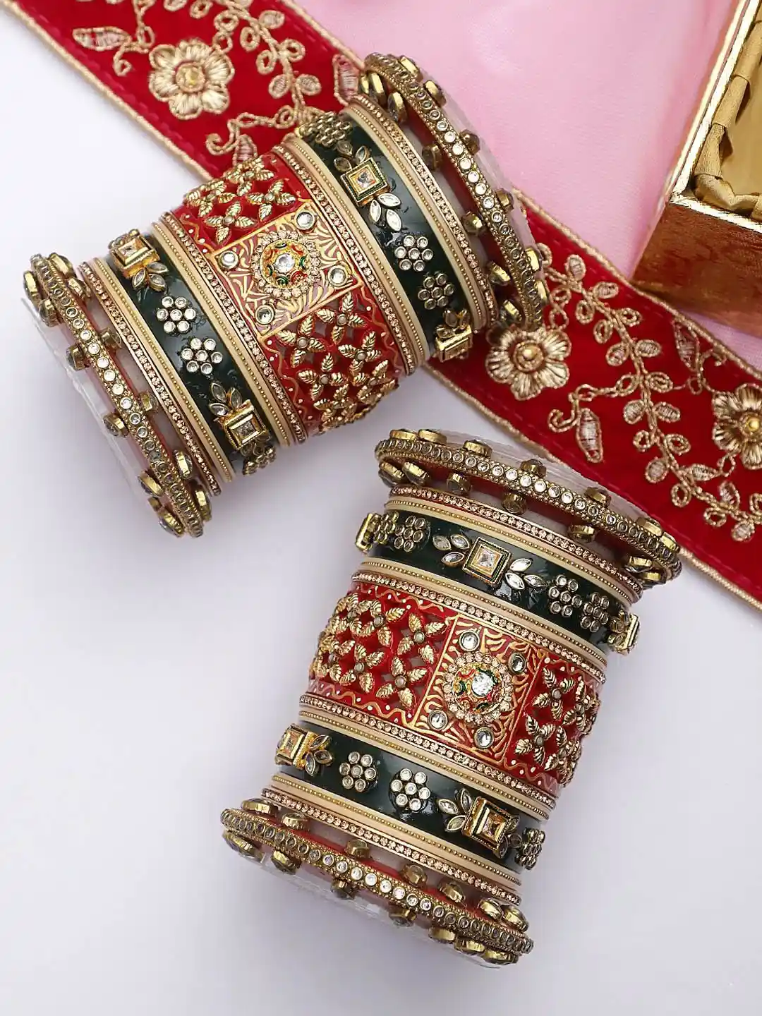 Buy leshya Set Of 26 Brass-Plated Kundan-Studded Rajasthani Bridal