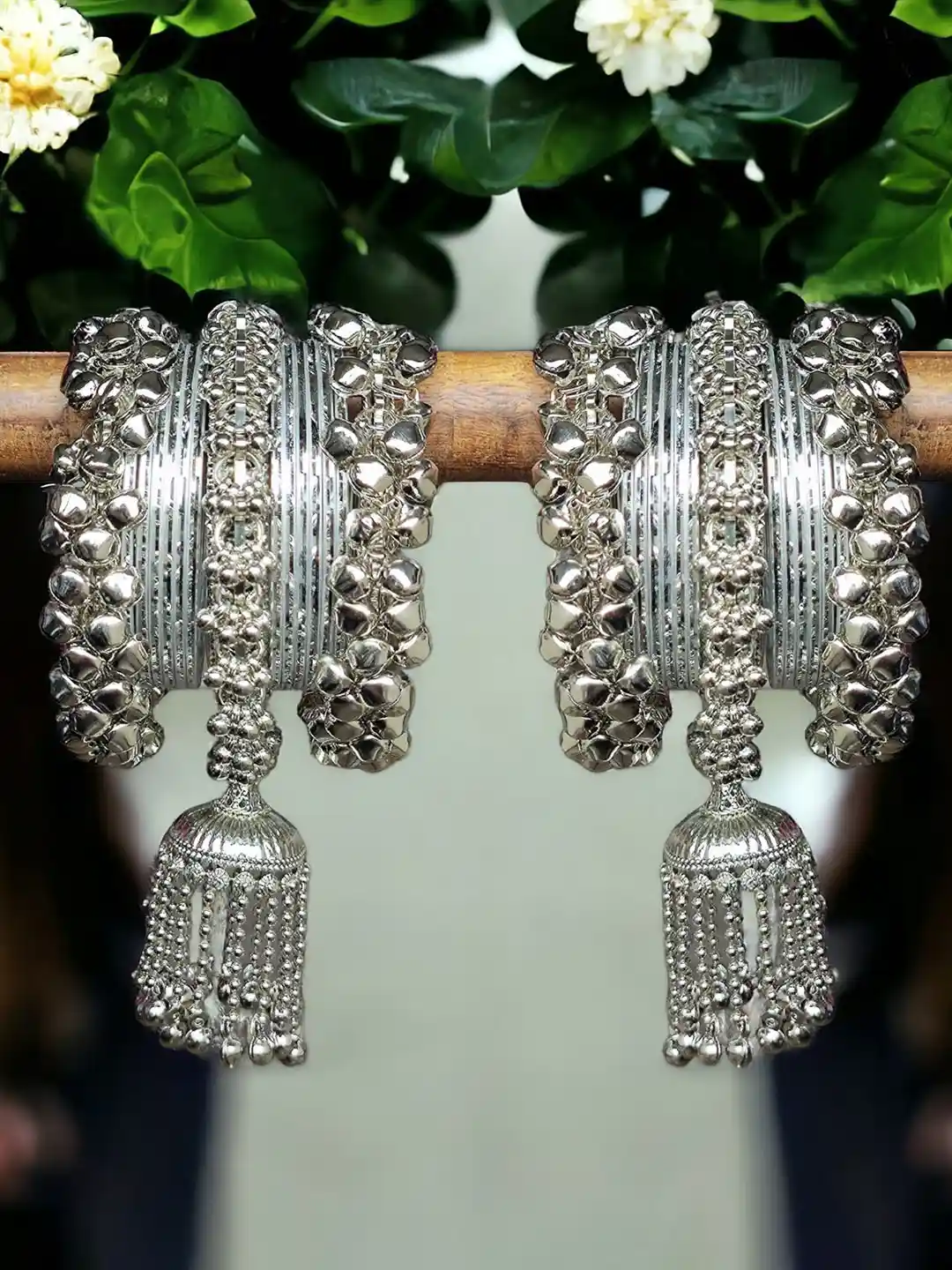 Silver Ghungroo Bangles Buy Silver Tone Ghungroo Brass Bangle