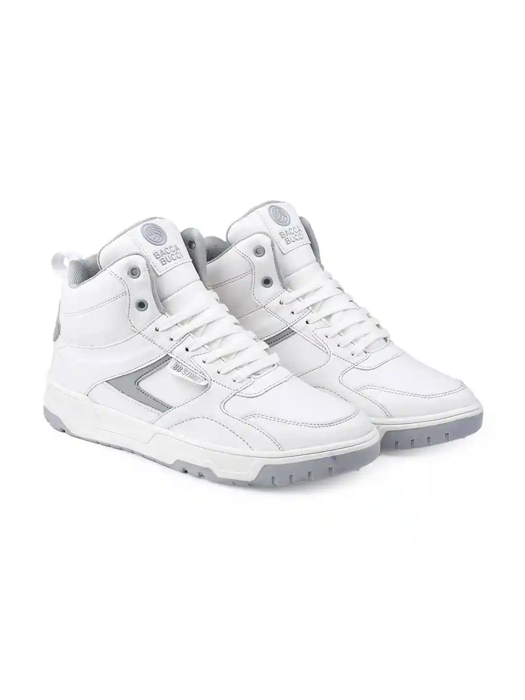Buy bacca bucci MenWhite PU Mid-Top Sneakers Casual Shoes for