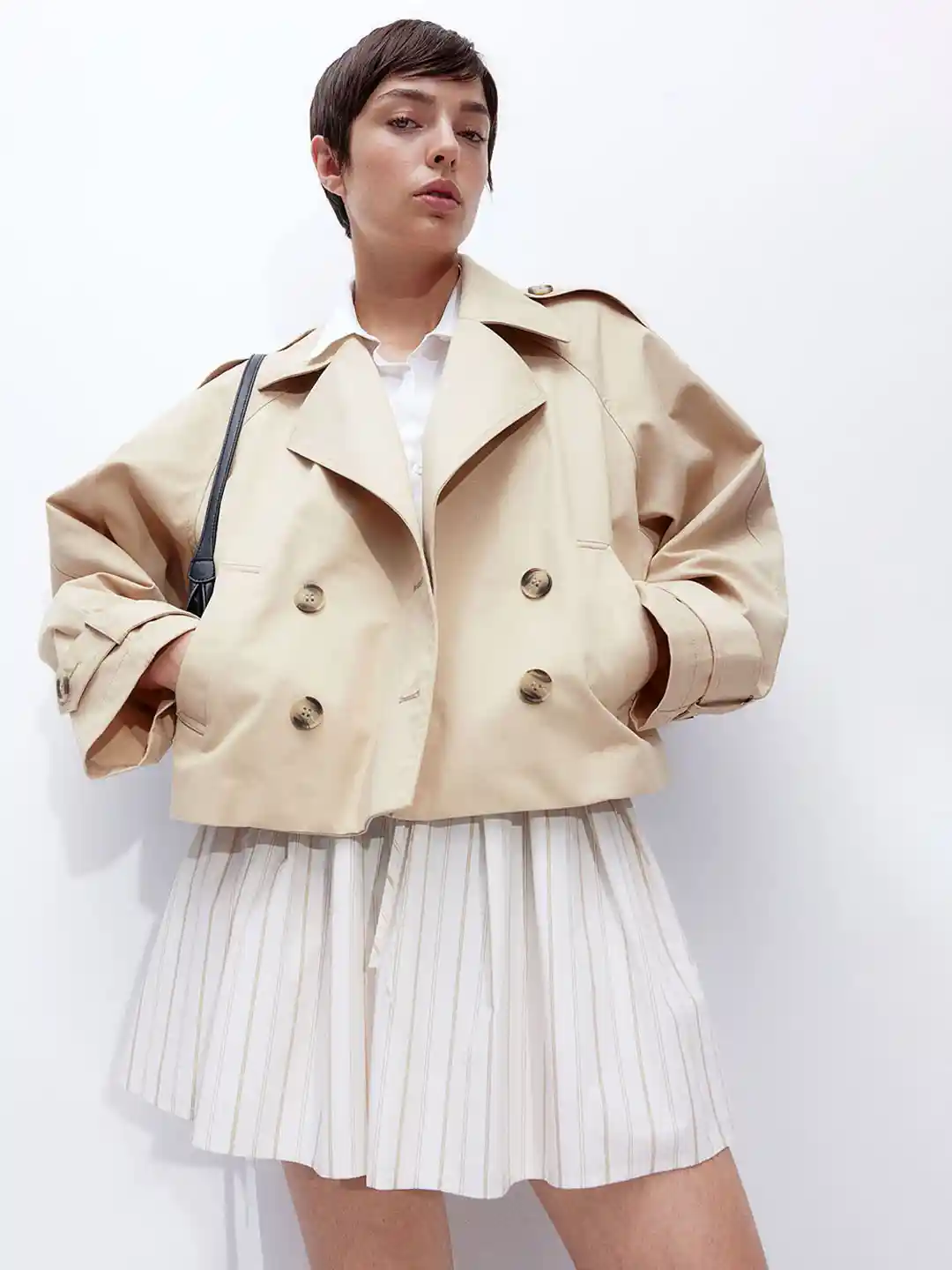 Buy H&M Women Short Trench Coat Jackets for Women 30155092 Myntra