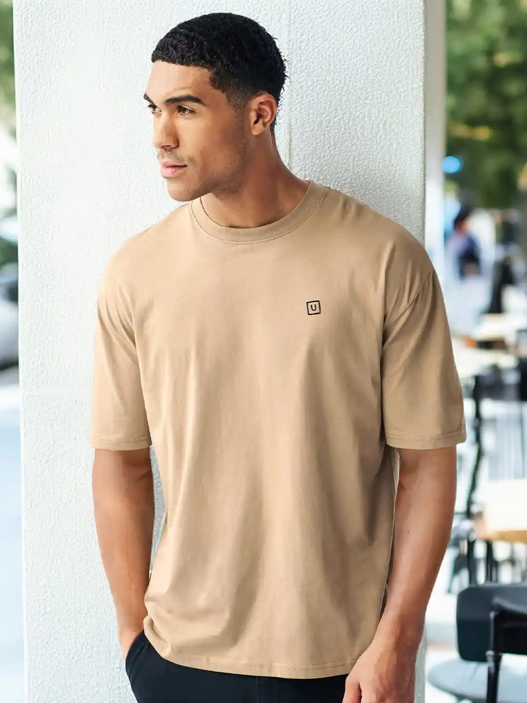 Buy Urbano Fashion Men's Solid Round Neck Oversized Half Sleeve
