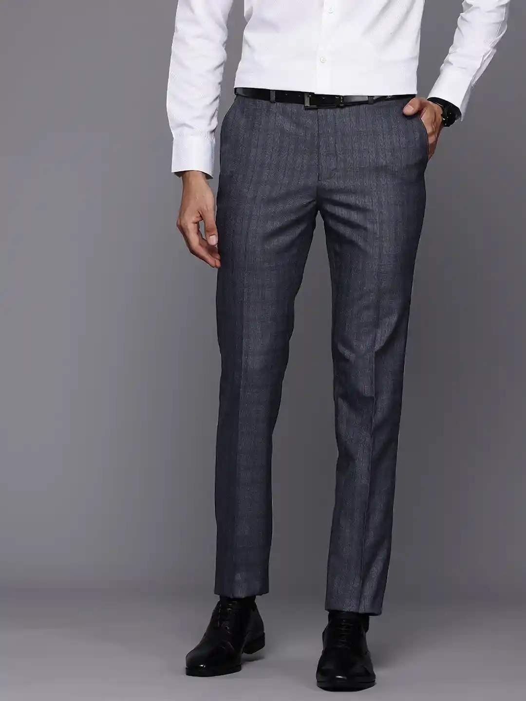 Buy Raymond Men Checked Slim Fit Formal Trousers Trousers for