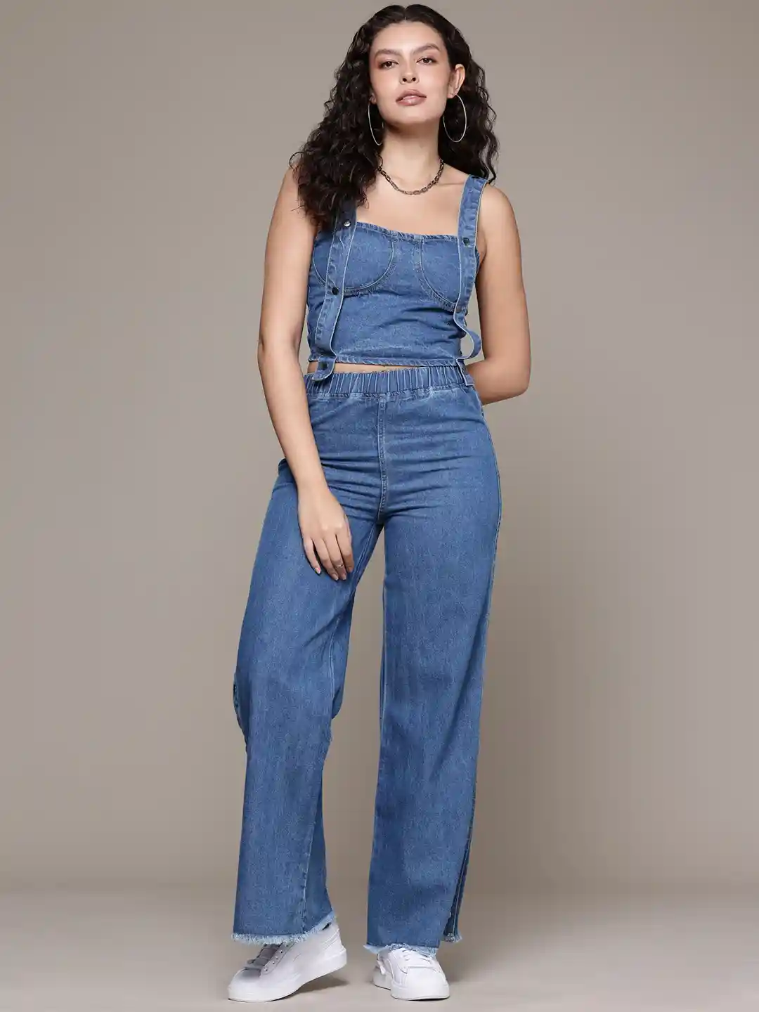 Buy The Roadster Life Denim Top with Straight Fit Jeans Pure