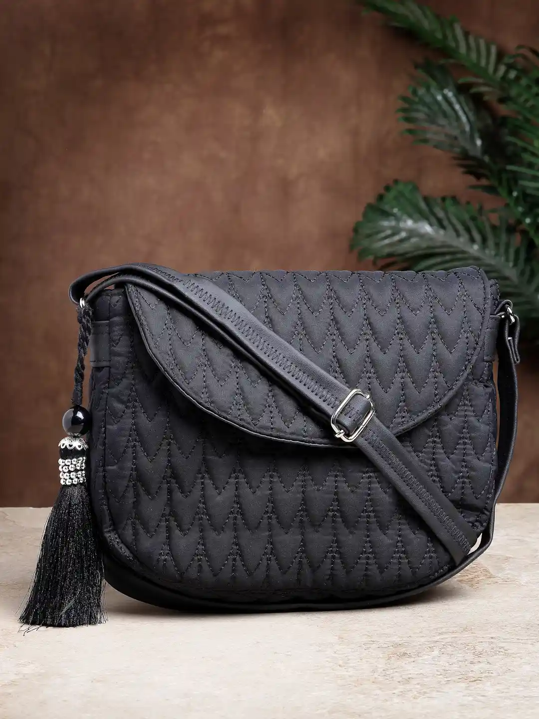 Anekaant Textured Crossbody Sling Bag with Quilted