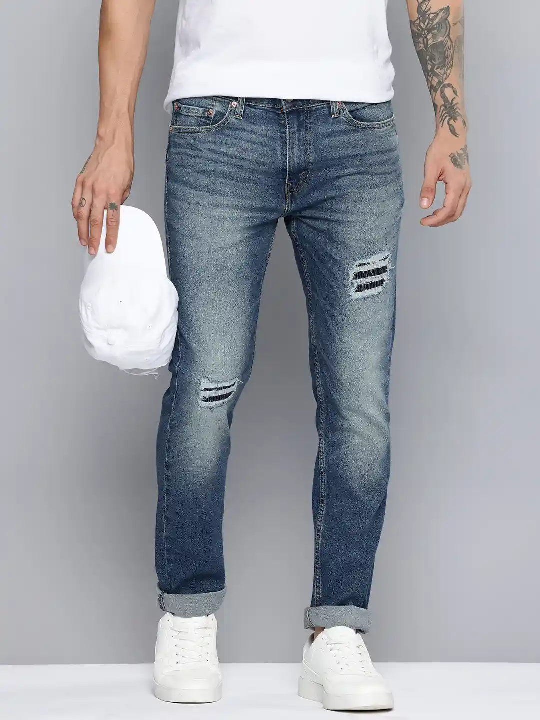 Levi Mens Distressed Ripped Jeans Levis Men 511 Slim Fit Mildly