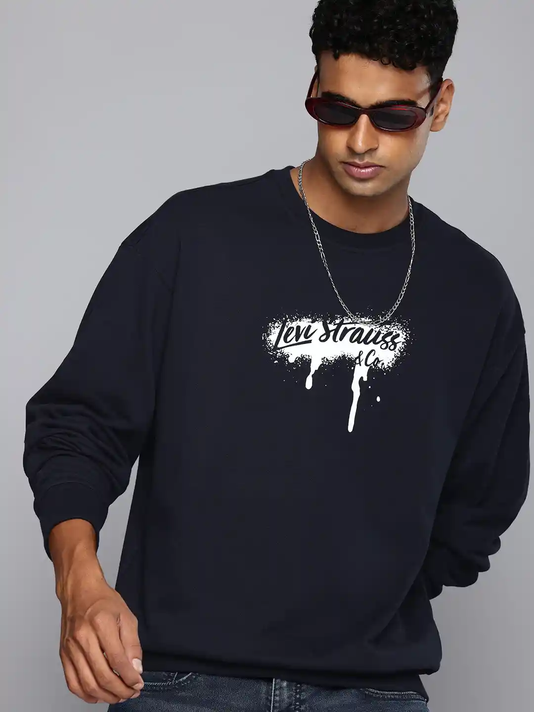 Levis Typography Printed Crew Neck Pure Cotton Sweatshirt