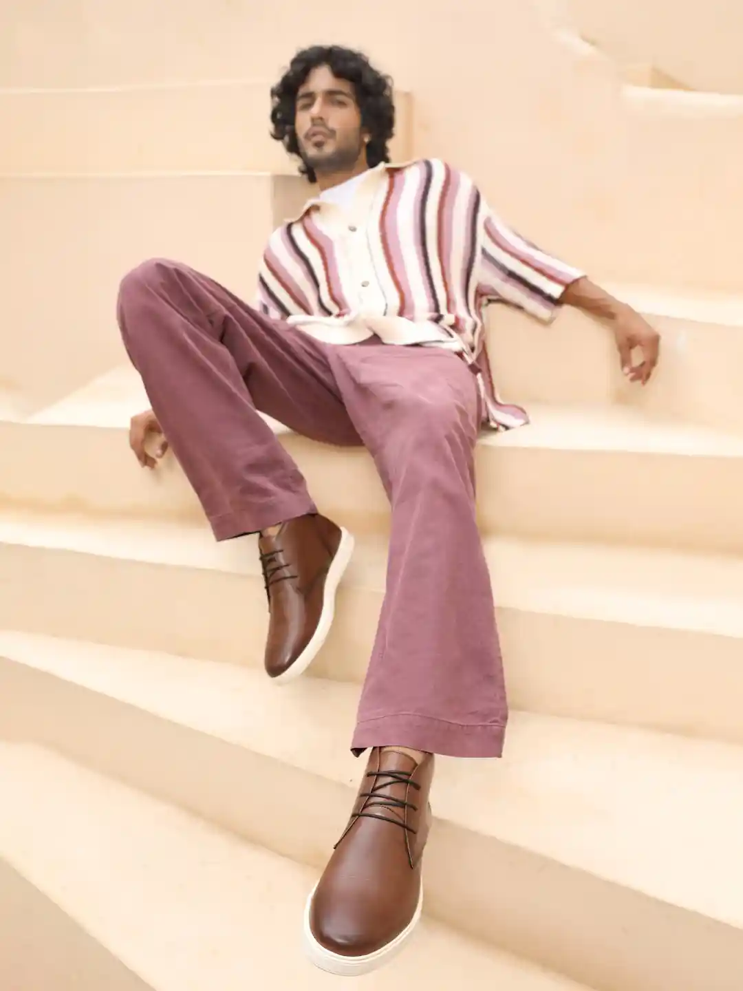 Buy THOMAS CRICK Men Round Toe Leather Chukka Boots Boots for