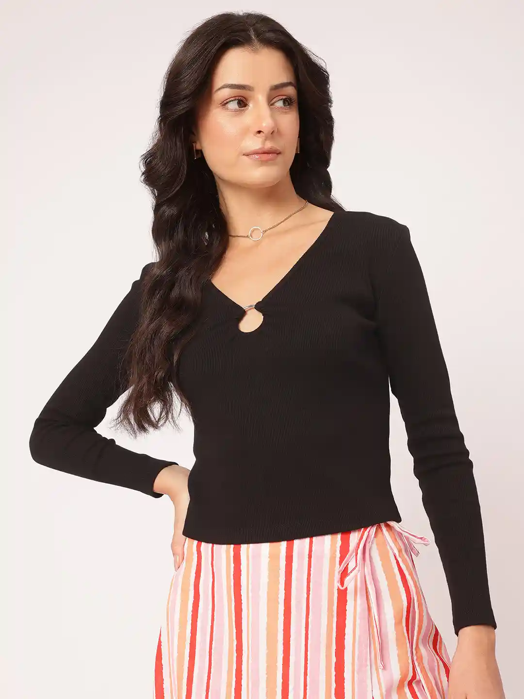 Buy DressBerry Ring-Detail Full Sleeves Top Tops for Women