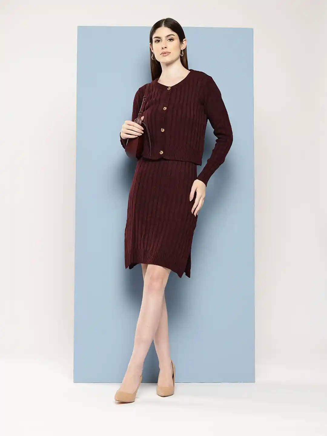 andmary ＊Jose knit cardigan set dress Donna knit cardigan set up