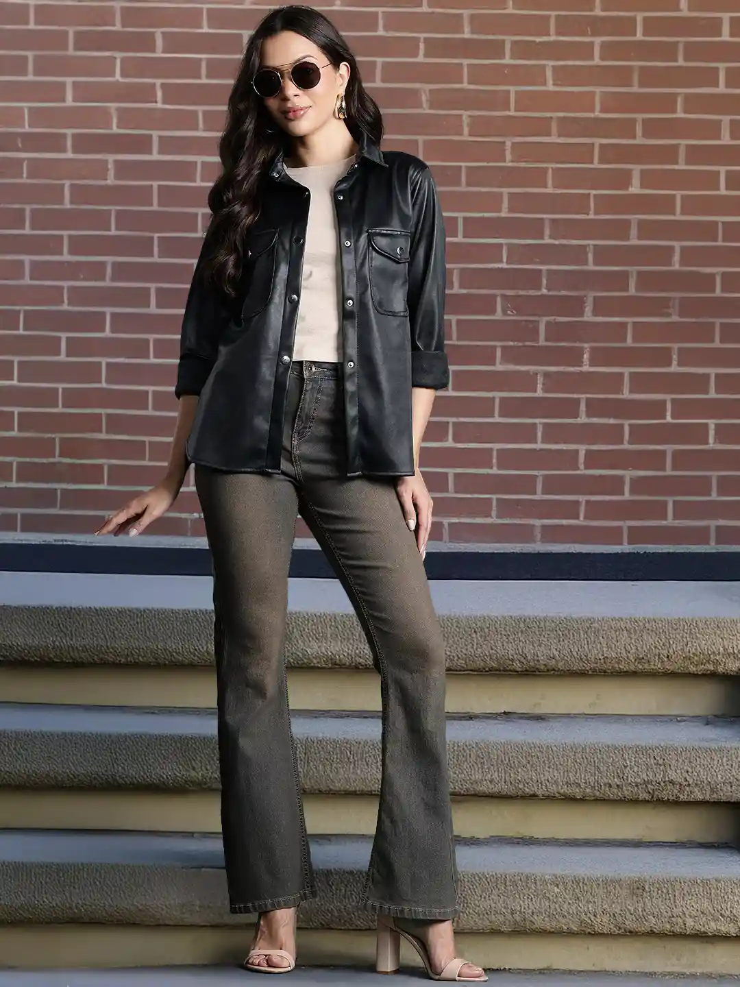 DressBerry Faux Leather Shirt