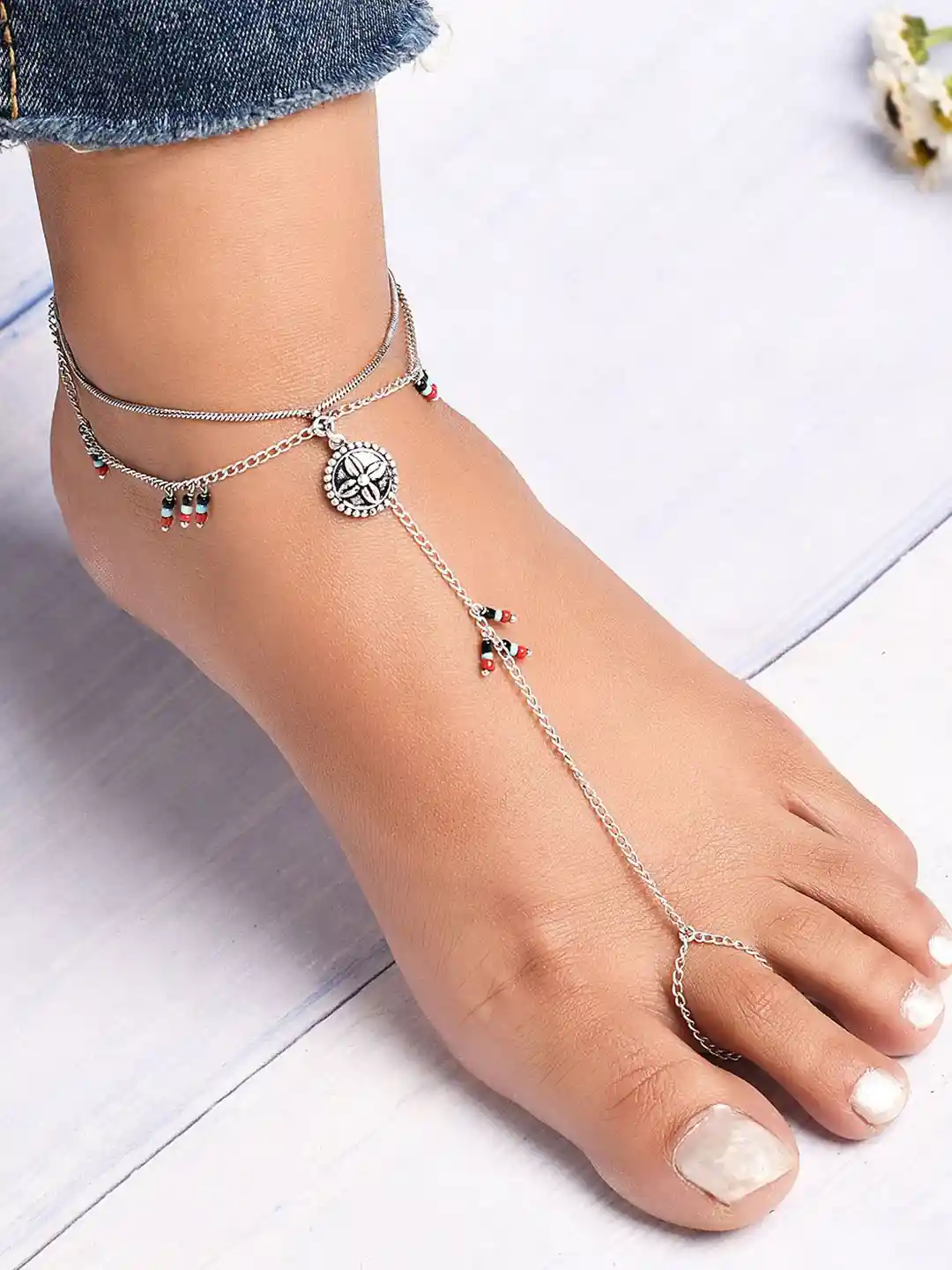 IGP Exquisite Beaded Anklet Cum Toe Ring