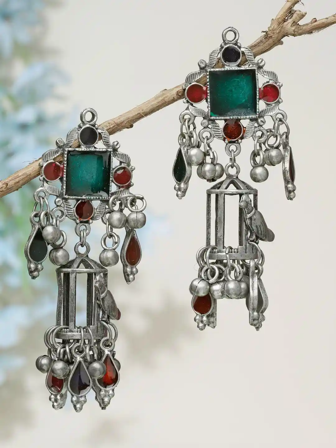 Buy Moedbuille Silver-Plated Stones Studded Beaded Contemporary