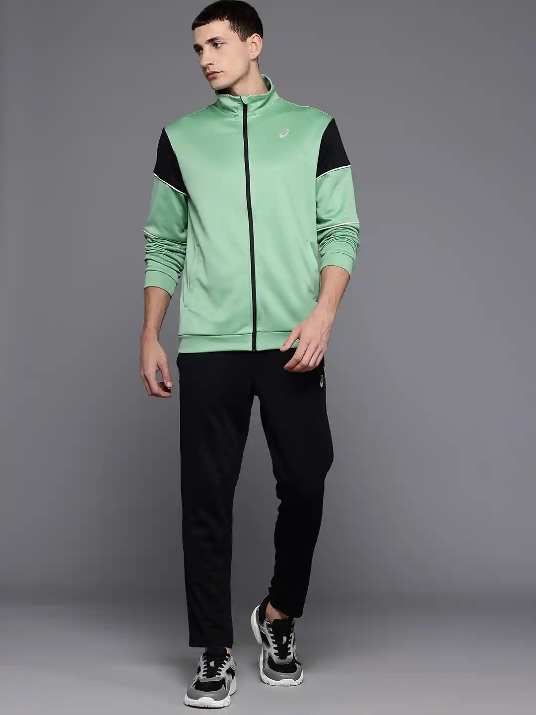 Buy ASICS Mock Collar Colorblocked Detail Sports Tracksuit
