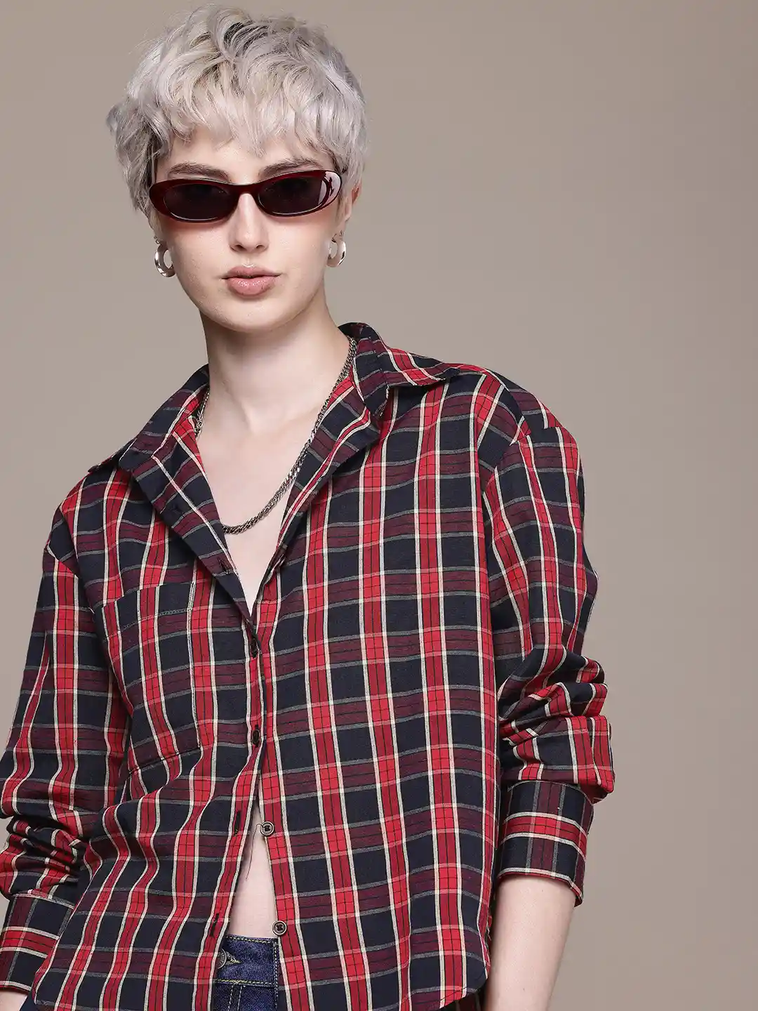 Buy Roadster Women Checked Oversized Casual Shirt Shirts for