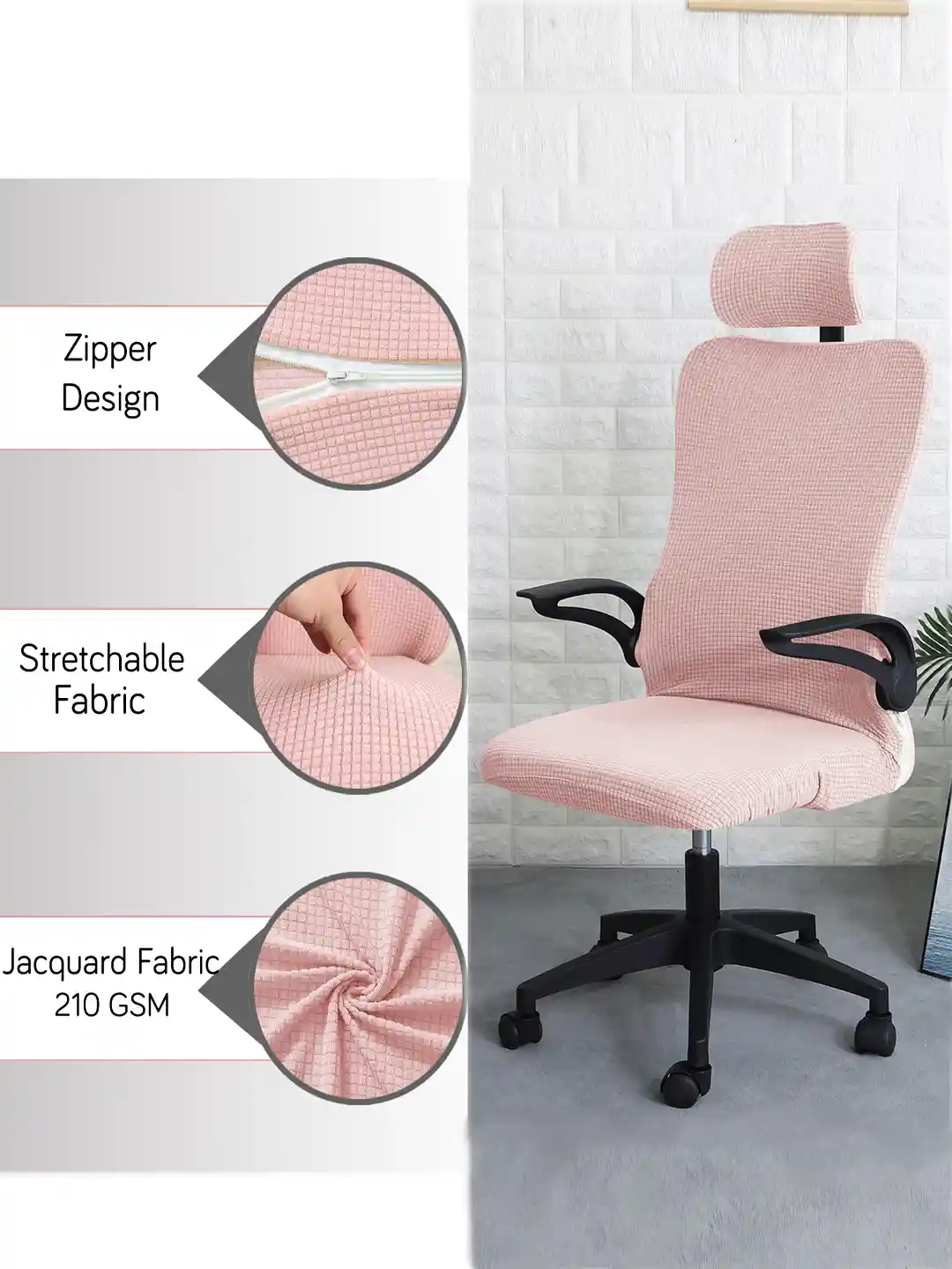 Buy HOKIPO Pink Textured Headrest Stretchable Computer Desk