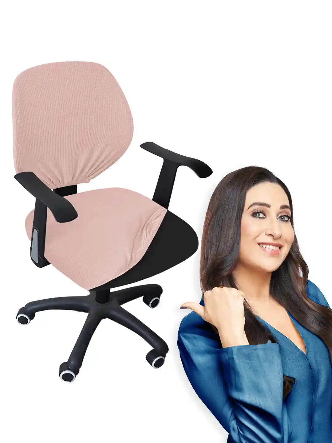Buy HOKIPO Pink Jacquard Stretchable Computer Desk Rotating Chair