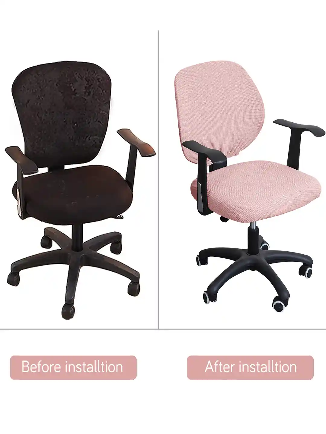 Buy HOKIPO Pink Jacquard Stretchable Computer Desk Rotating Chair