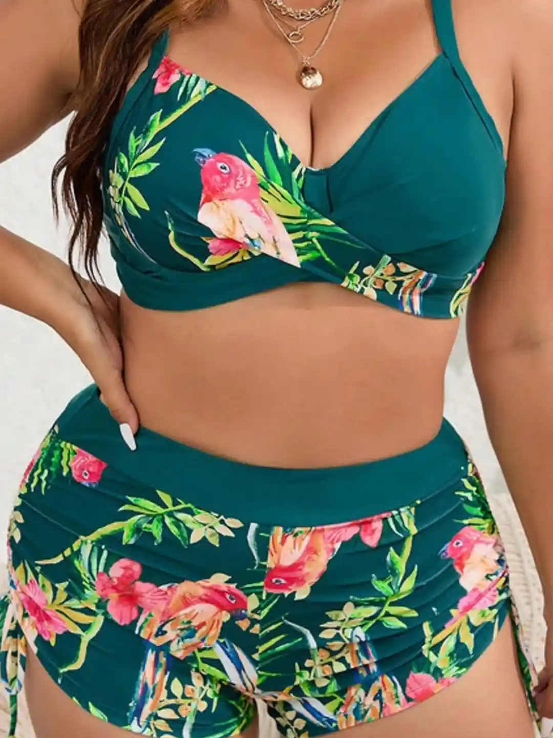 Buy Plus Curvves Tropical Printed Swim Bikini Set Swimwear for