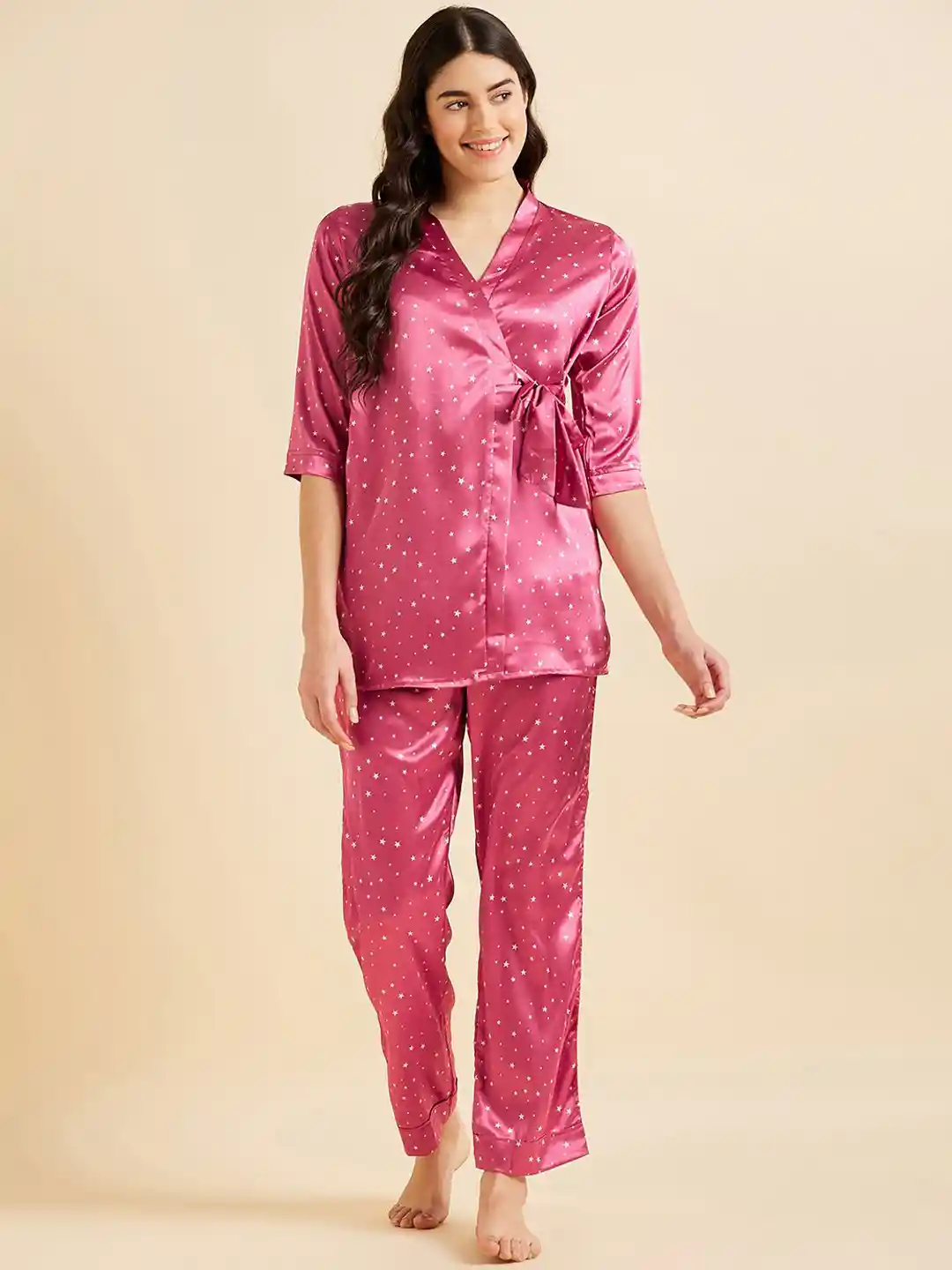 Buy Sweet Dreams Women Printed Satin Top and Pyjamas Night suit