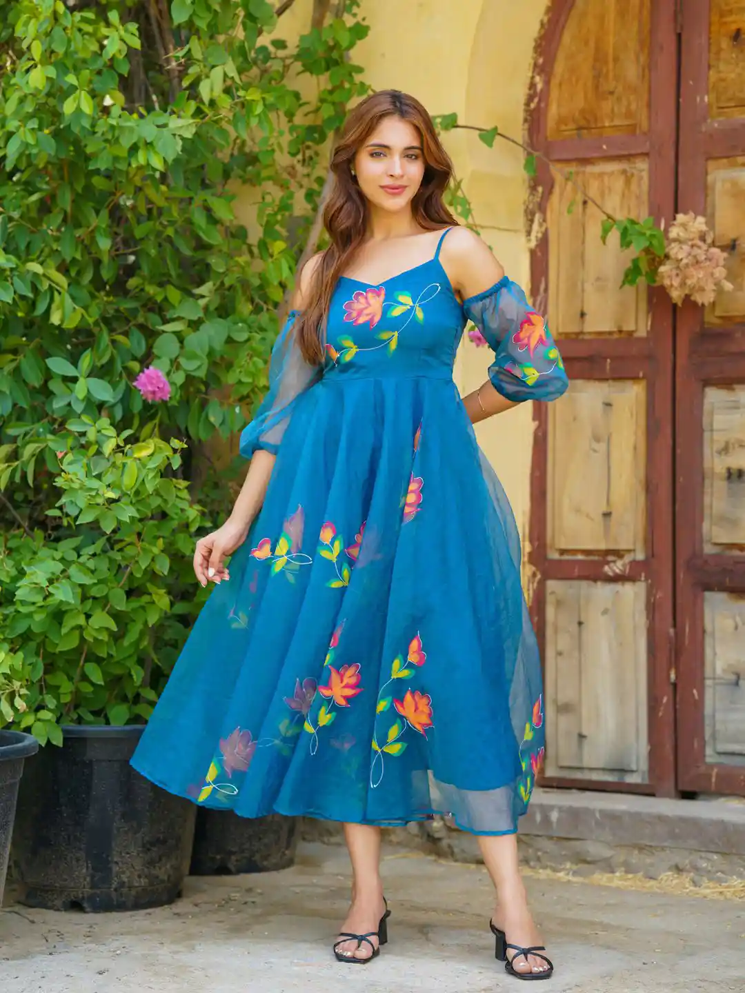 Buy Ambraee Women Floral Hand Painted A-Line Dress Dresses for