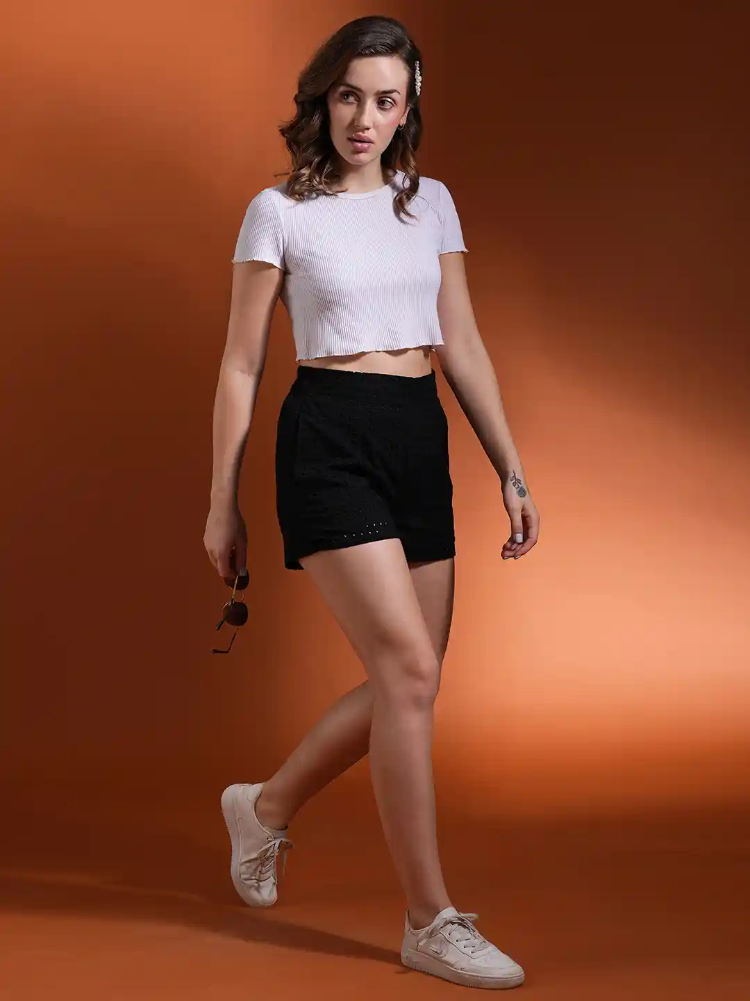 Globus Women Mid-Rise Cotton Hot Pants Shorts