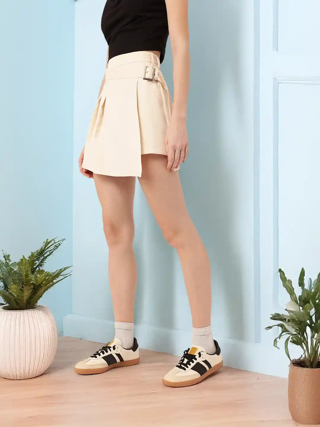 DressBerry Women Belted Wrap Mini Skirt