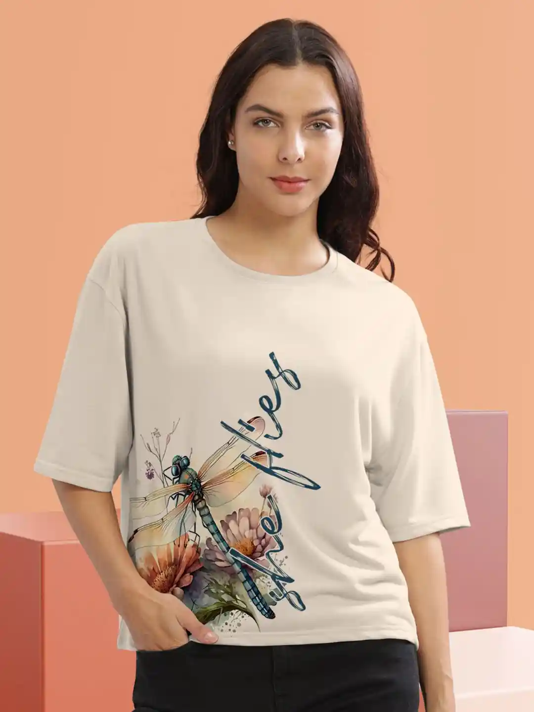 HELLCAT Women Graphic Printed Round Neck Cotton Oversized T-Shirt