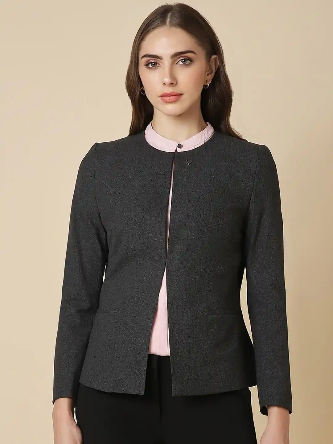 Zara Slim Fit Long Slim Blazer Buy Women Black Regular Fit Blazer