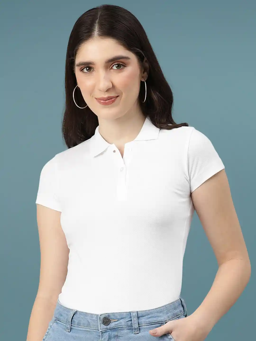 Buy DressBerry Women Solid Polo Collar Slim Fit T-shirt Tshirts