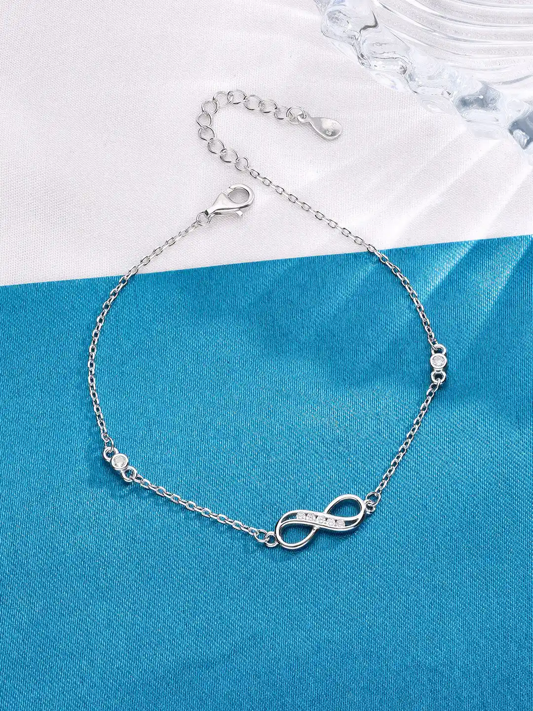 Buy KAI JEWEL Sterling Silver Rhodium-Plated Cubic Zirconia Link